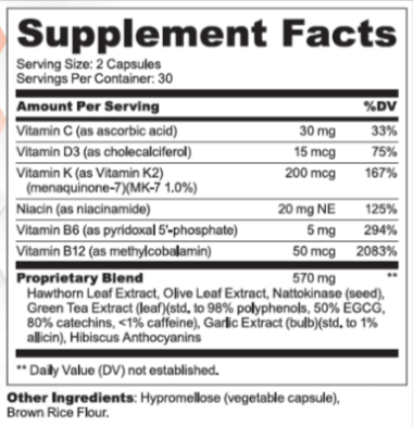 Cardio Shield Ingredients Supplement Facts
