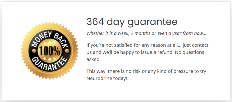 Neurodrine guarantee
