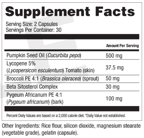 TitanFlow Prostate Supplement Fact