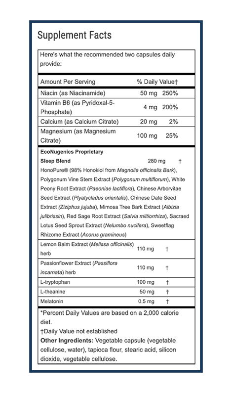 Pure Sleep supplement facts